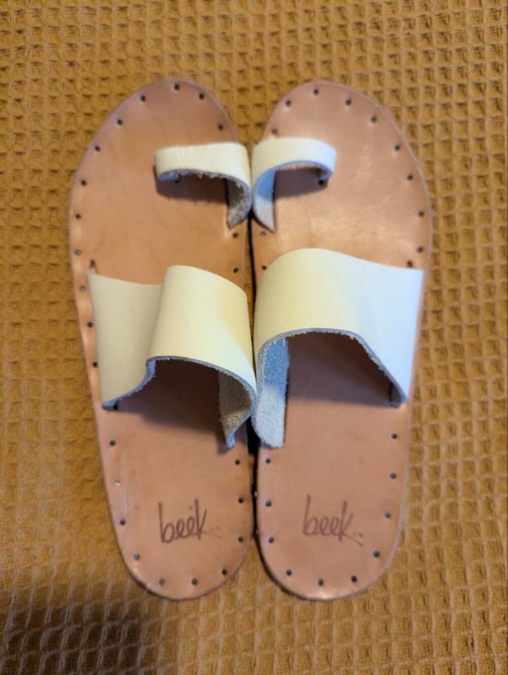 beek Cream Double-Band Slide Sandals, 9